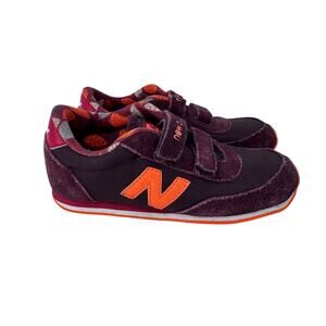 New Balance 410 Kids 9.5‎ Burgundy Orange Hook Loop Shoes KE410Z6I